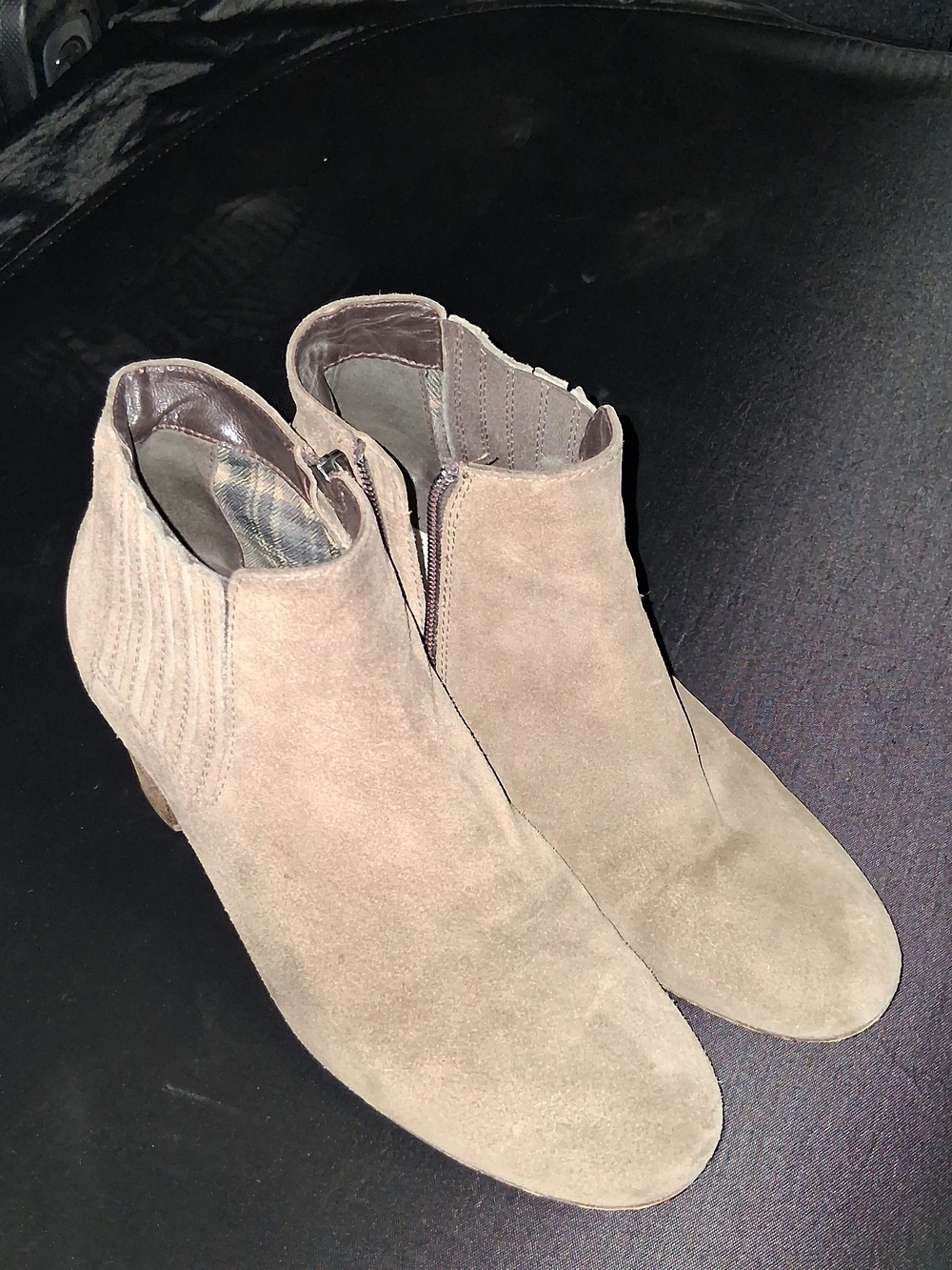 Aquatalia Taupe Suede Ankle Booties with Side Zip
